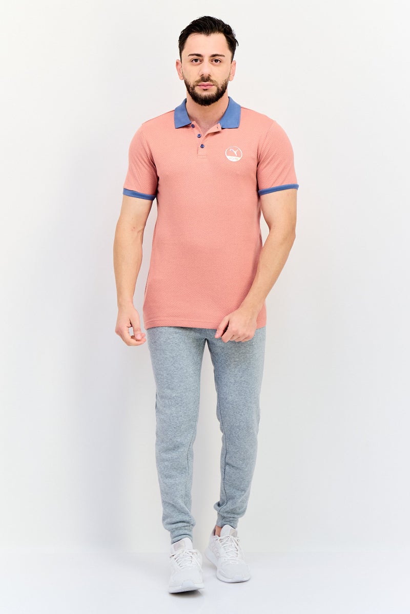 Puma x One8 Men Slim Fit Brand Logo Short Sleeves Training Polo Shirt, Pink - Image 4